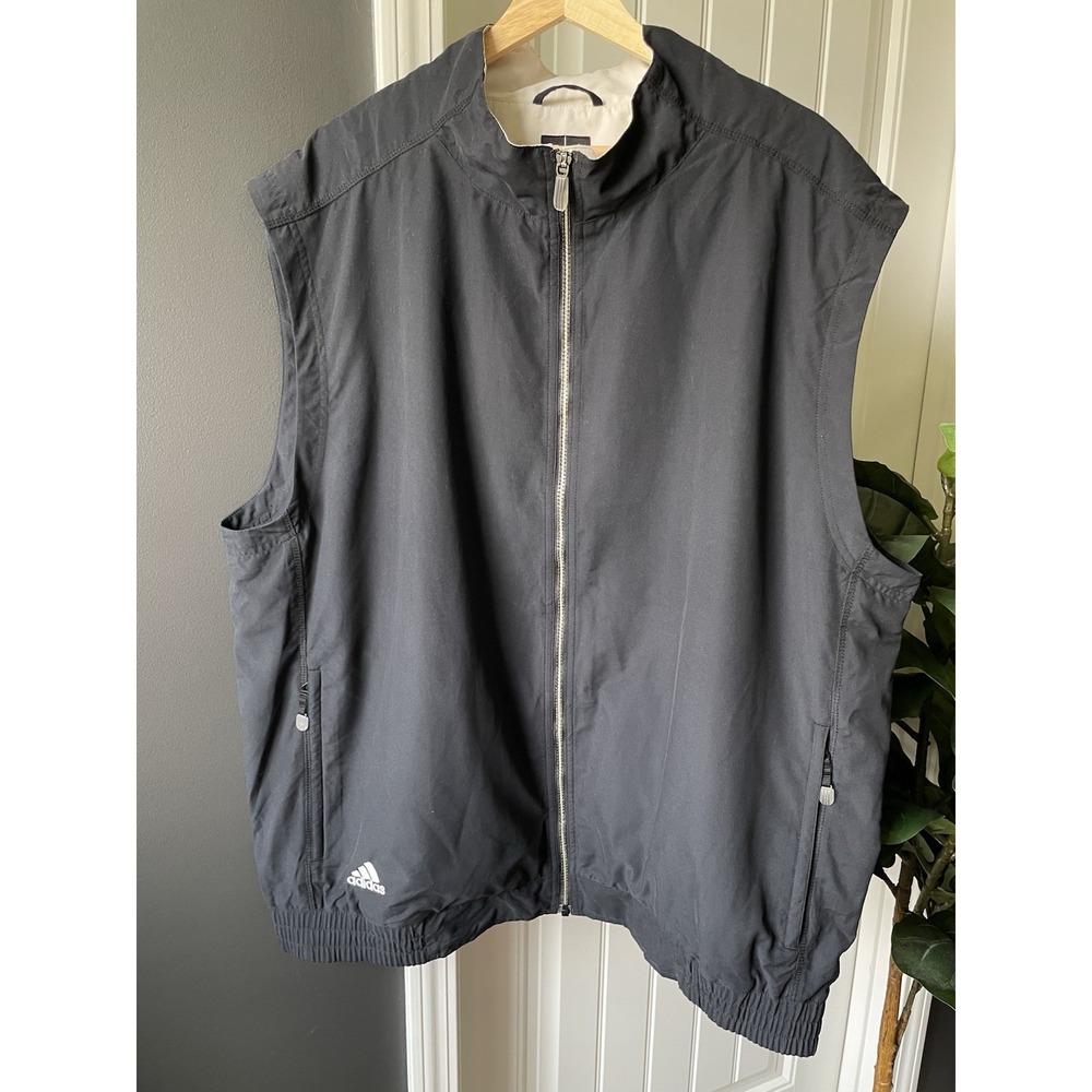 Vtg Adidas Climaproof Wind Vest Black Y2K Men's 2XL